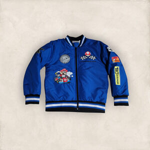 Nintendo Mario Kart Blue Bomber Jacket Kids Size 8
